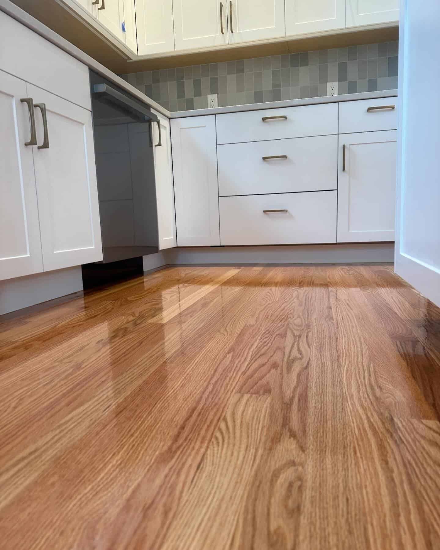 refinished hardwood floors in a kitchen - Eco Floor Sanding