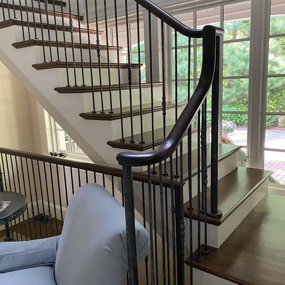 hardwood stairs refinished by Eco Floor sanding- serving Cambridge MA